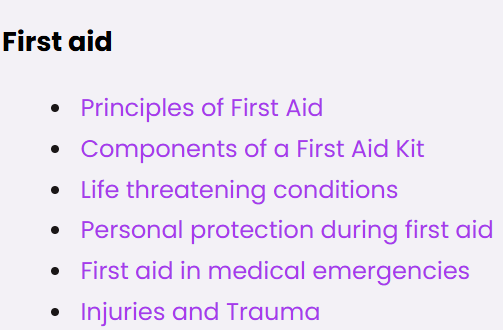 Curriculum on first aid