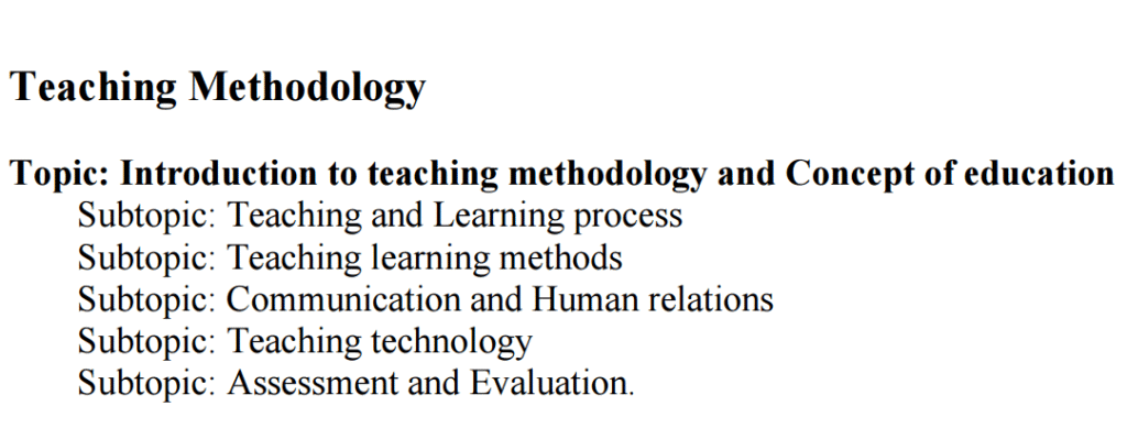 Teaching methodology, curriculum